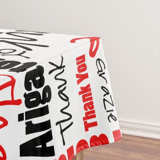 Nappe Merci multilingue de typographie rouge noire (In Situ)