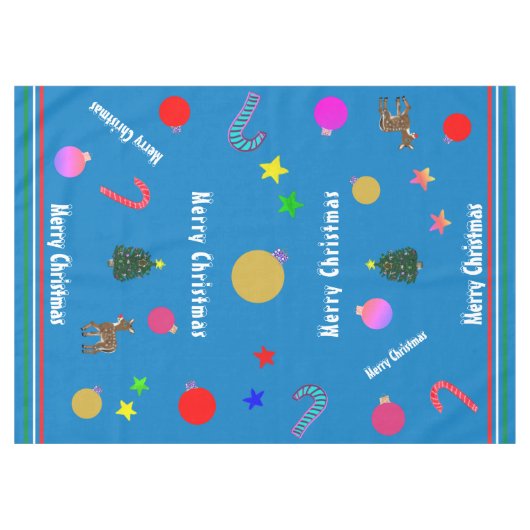 Nappe Merry Christmas Candy Canes Ornaments Trees (Devant (Horizontal))