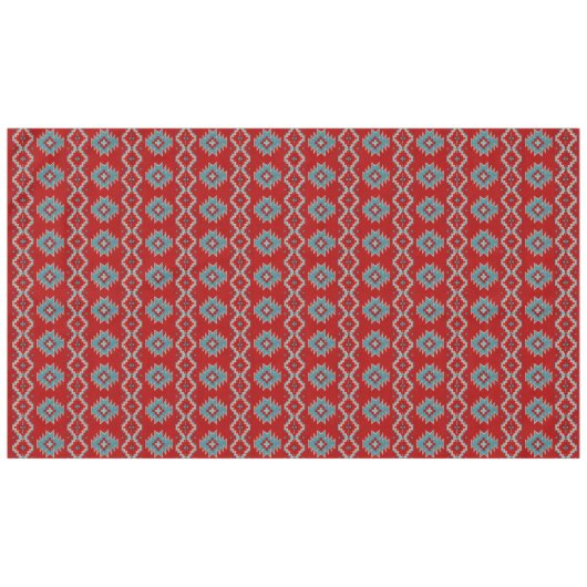Nappe Mesas Sud-Ouest Rouge & Turquoise Motif géométriqu (Devant (Horizontal))