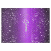 Nappe Métal brossé violet moderne avec Monogramme argent (Devant (Horizontal))