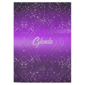 Nappe Métal brossé violet moderne avec Monogramme argent (Devant)