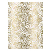 Nappe MetallicOr Blanc Floral Paisley (Devant)