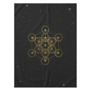 Nappe Métatron's Cube Sacred Geometry Noir et or