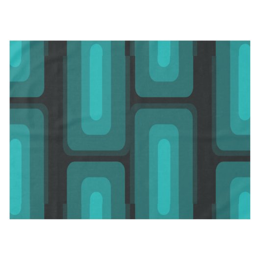 Nappe Mi-Siècle Moderne Long Rectangles Turquoise (Devant (Horizontal))