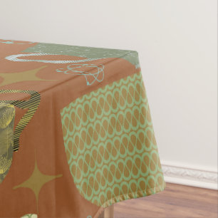 Nappe Mid Century Terracotta Brown Teacup Motif