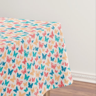 Nappe Mignon beige rose turquoise papillon contemporain