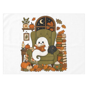 Nappe Mignon Fantôme Lisant un Livre Chat Noir Automne C