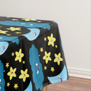 Nappe Mignons étoiles chantant, lune et bande dessinée d