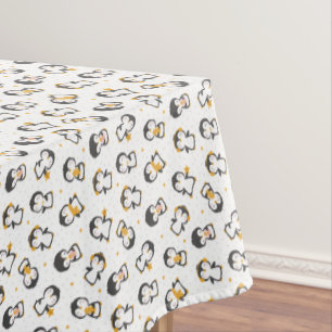Nappe Mignons pingouins de Noël en blanc