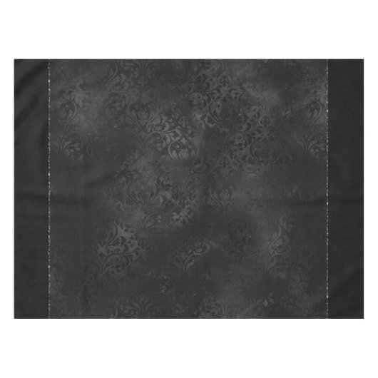 Nappe Minuit Onyx Romance | Black Satiny Grunge Damask (Devant (Horizontal))