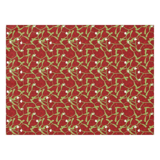Nappe Mistletoe de Noël en tissu de table rouge (Devant (Horizontal))