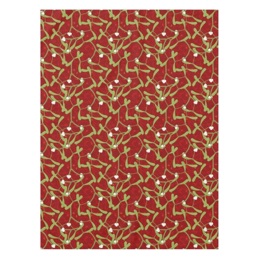 Nappe Mistletoe de Noël en tissu de table rouge (Devant)