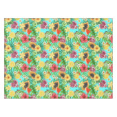 Nappe Mix-fruit tropical, fleurs et feuilles en bleu (Devant (Horizontal))