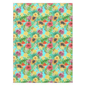 Nappe Mix-fruit tropical, fleurs et feuilles en bleu (Devant)