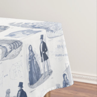 Nappe Mode vintage bleue et blanche Toile Biedermeier