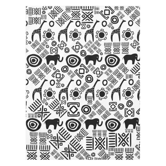 Nappe Modèle africain ethnique #5 noir et blanc (Devant)