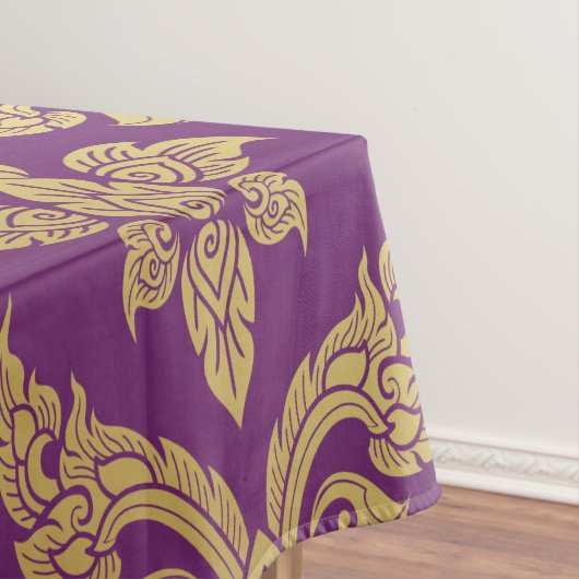 Nappe Modèle Royal Purple Gold Damask Motif Fleur Monogr (In Situ)