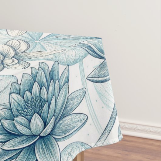 Nappe Modern Blue Water Lilies Monet Style (In Situ)