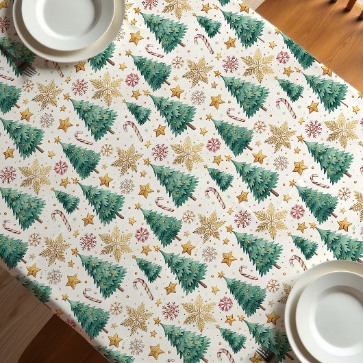 Nappe Modern Christmas trees tablecloth red green gold
