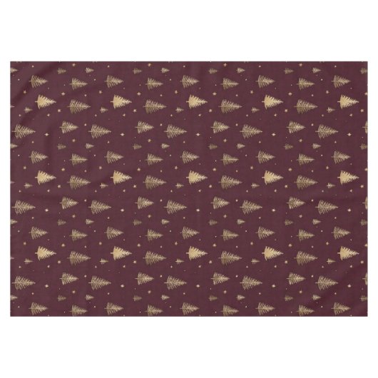 Nappe Modern Gold Christmas trees pattern on burgundy (Devant (Horizontal))