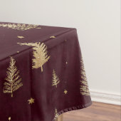 Nappe Modern Gold Christmas trees pattern on burgundy (In Situ)