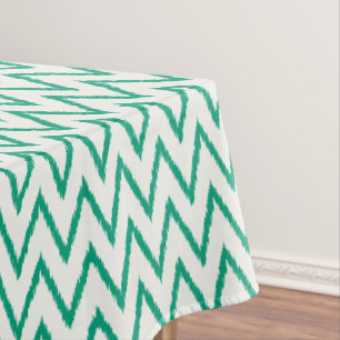 Nappe Moderne chic motif chevron ikat texturé vert