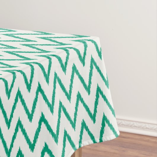 Nappe Moderne chic motif chevron ikat texturé vert (In Situ)