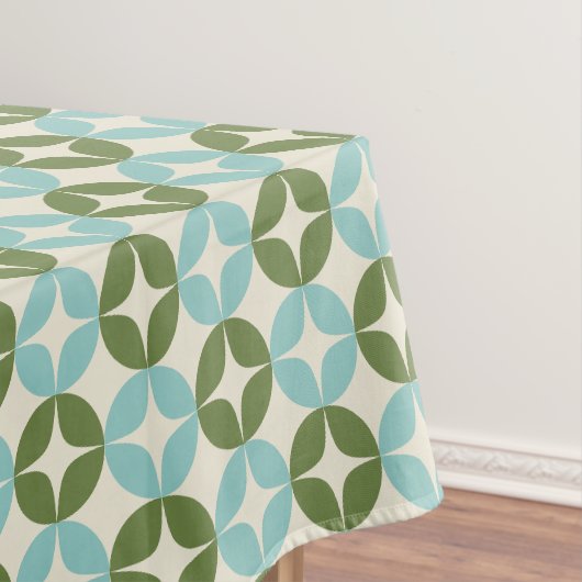 Nappe Moderne de milieu de siècle bleu vert sauge géomét (In Situ)
