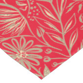 Nappe Moderne | Impression FLORALE | Beige sur rouge (Angle)
