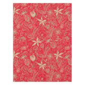 Nappe Moderne | Impression FLORALE | Beige sur rouge (Devant)