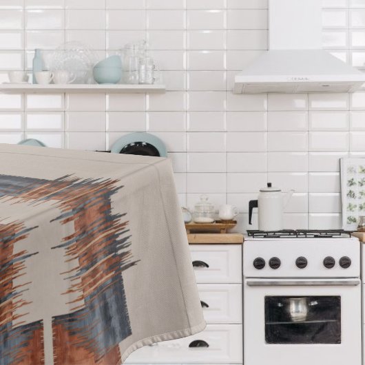 Nappe Moderne Taupe Denim et Rouille