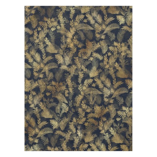Nappe Moderne Tropical Gold Foliage Motif bleu (Devant)