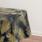 Nappe Moderne Tropical Gold Foliage Motif bleu (In Situ)