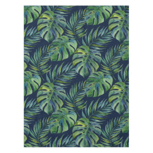Nappe Moku Island Aquarelle Hawaïenne Monstera - Navy