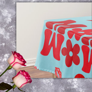 Nappe MOM/WOW : Une lettre d'amour en rouge sur bleu  