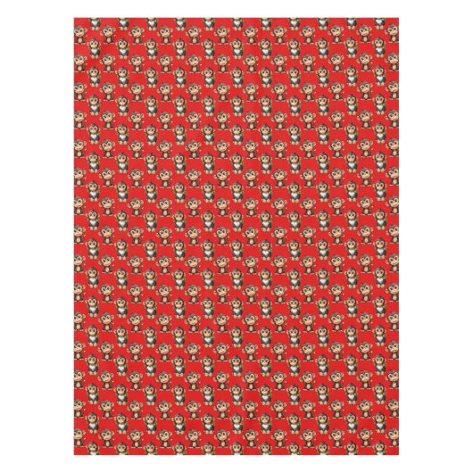 Nappe Monkey Pattern Design Red (Devant)