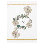 Nappe Monogram Gold Pointsettia Holiday Tablecloth (Devant)
