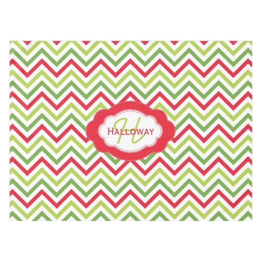 Nappe Monogramme Ajouter le nom Chevron Christmas Tablec (Devant (Horizontal))