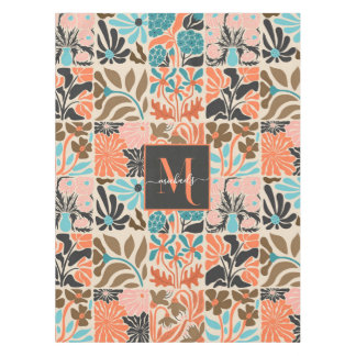 Nappe Monogramme coloré Script Retro motif floral