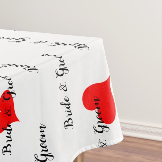 Nappe Monogramme de mariée Typographie Coeurs rouges (In Situ)