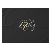 Nappe Monogramme d'or noir moderne élégant Nom du script (Devant (Horizontal))