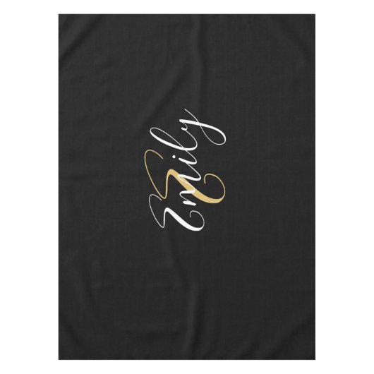 Nappe Monogramme d'or noir moderne élégant Nom du script (Devant)