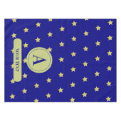 Nappe Monogramme élégant à motif étoile or et bleu (Devant (Horizontal))