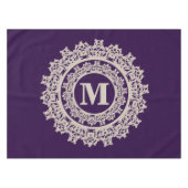 Nappe Monogramme élégant pourpre et crème (Devant (Horizontal))