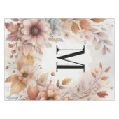 Nappe Monogramme Feuilles de automne et fleurs aquarelle (Devant (Horizontal))