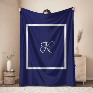 Nappe Monogramme Initial Classique Gris Bleu Élégant
