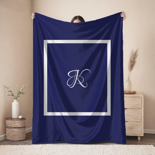 Nappe Monogramme initial élégant bleu gris