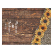 Nappe Monogramme Mariage de tournesol en bois rustique e (Devant (Horizontal))