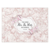 Nappe Monogramme Mariage géométrique en marbre clair (Devant (Horizontal))