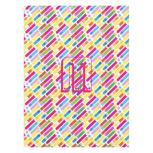 Nappe Monogramme motif lignes diagonales arc-en-ciel Pop (Devant)